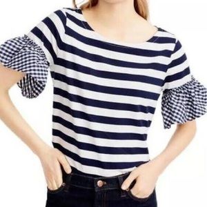 BOGO - J. Crew Striped Gingham Sleeve Tee